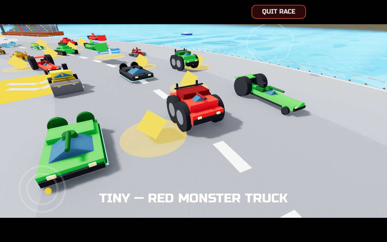Starting grid on the Coral Causeway circuit with more than ten mixed vehicles