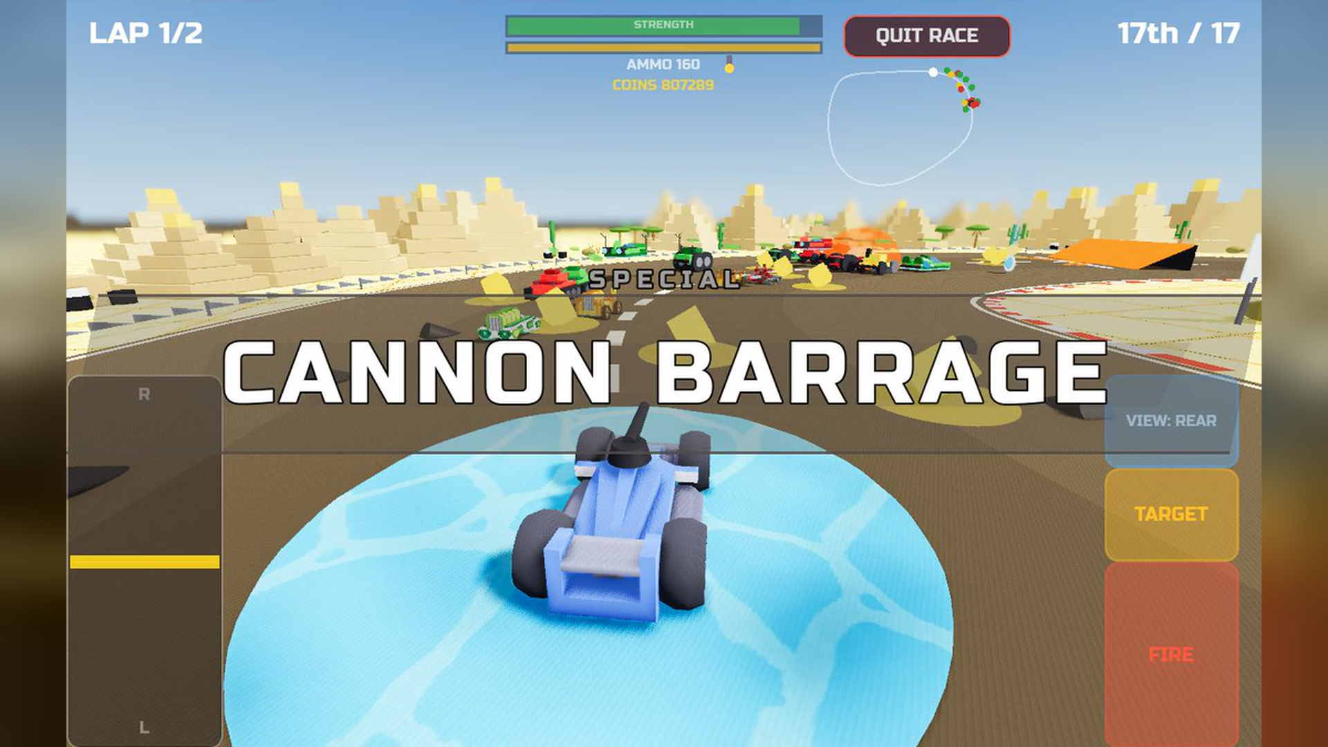Turbo Cannon Play Store screenshot focused on racing action